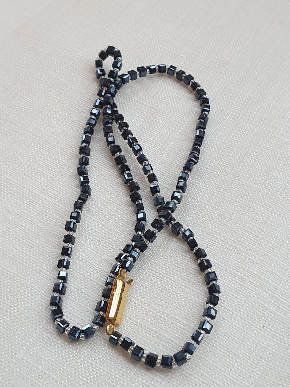 Lien - Schwarze, tschechische Glasperlen-Halskette