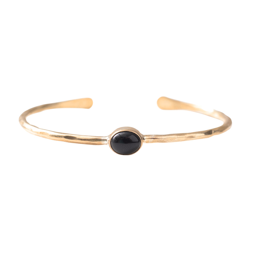 Moonlight Schwarzer Onyx Gold Armreif