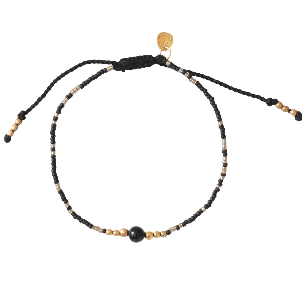 Iris Schwarzer Onyx Gold Armband