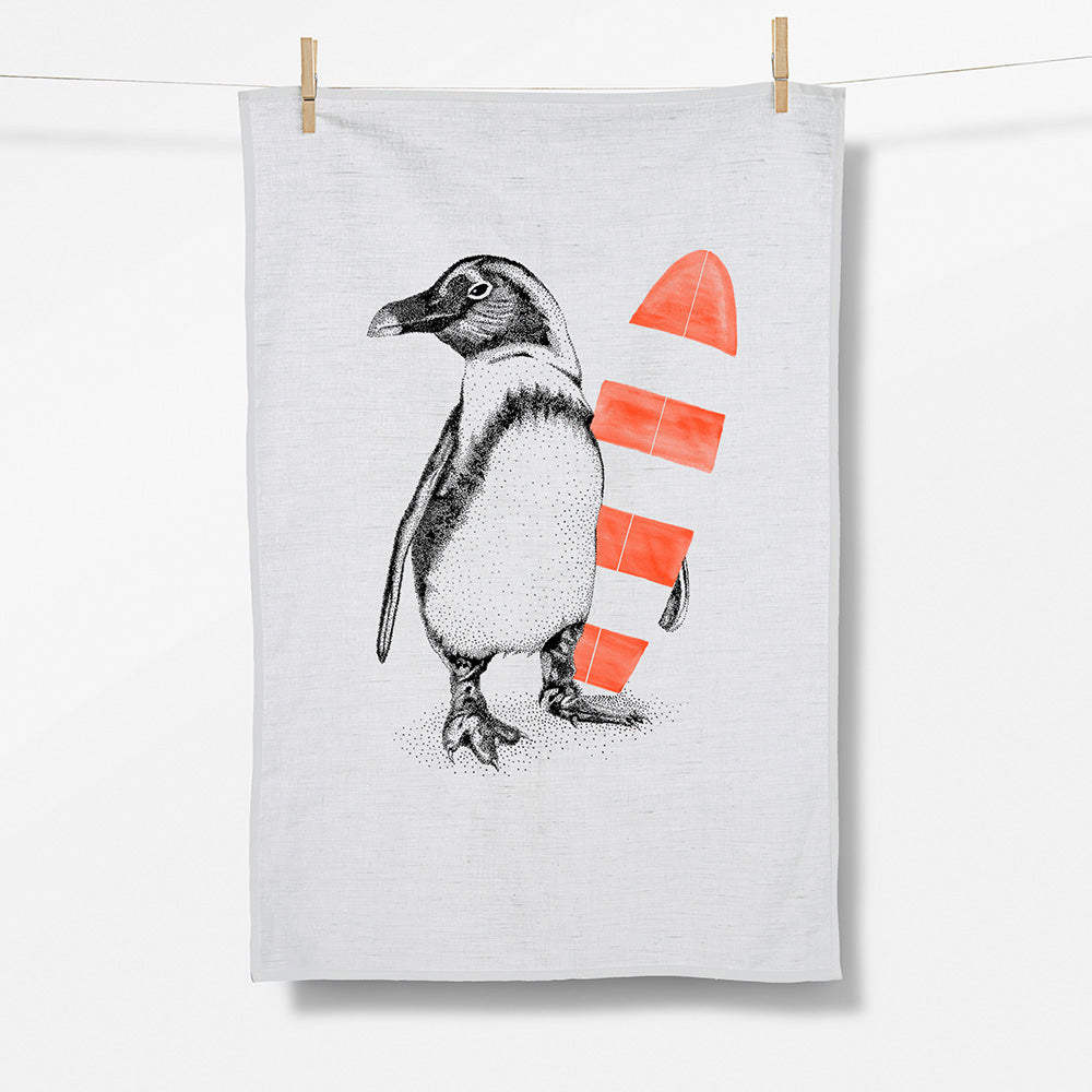 Greenbomb Tea Towel - Animal Penguin Surfer