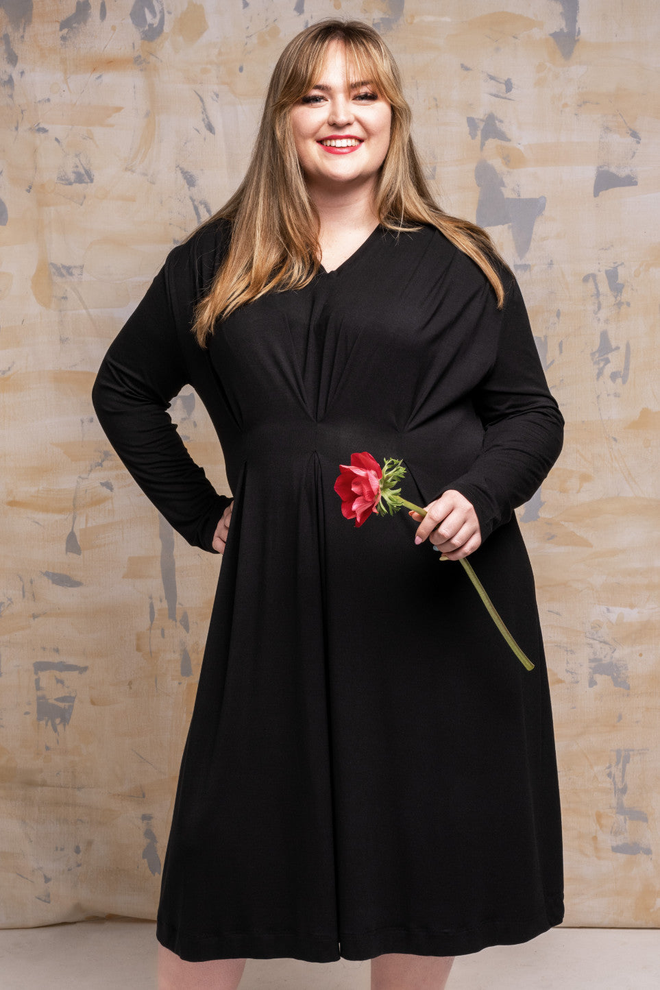Süperb - Kleid mit Kellerfalte, schwarz