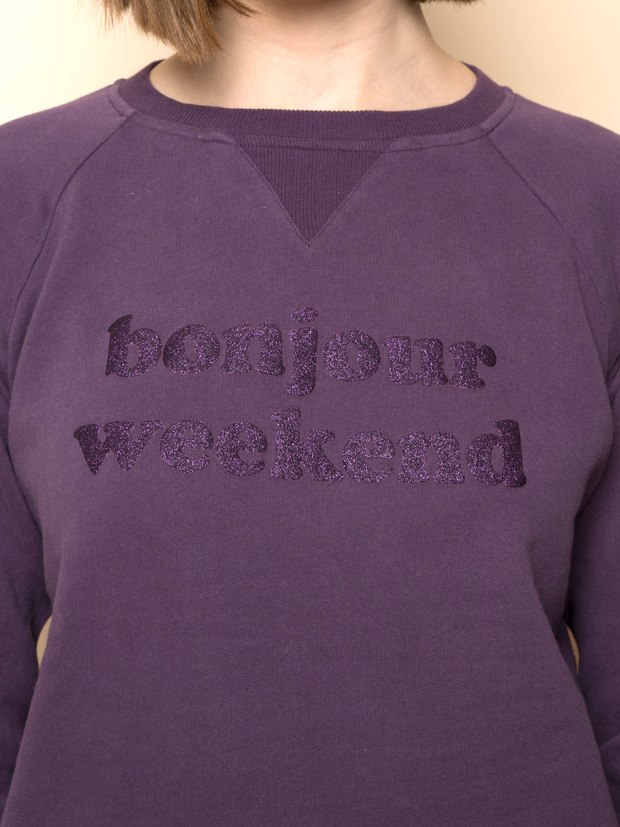 Another Brand - Sweatshirt bonjour weekend glitter