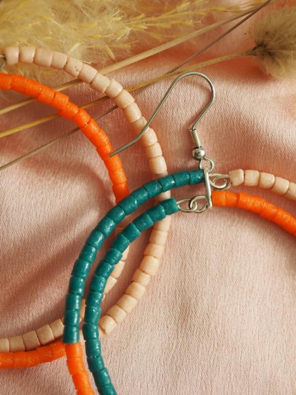 Color Block Hoop Ohrringe, Peach-Ohrschmuck-Mekhada-jesango - Fair Fashion nachhaltige Mode Fairtrade jesango