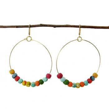 Kantha Earring, Beaded Hoop-Ohrschmuck-Mekhada-jesango - Fair Fashion nachhaltige Mode Fairtrade jesango