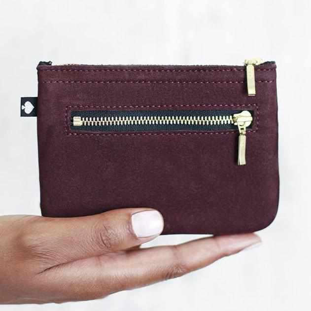 Kleine Echtleder Geldbörse “Lou” - dunkelrot-Geldbörsen-pikfine-jesango - Fair Fashion nachhaltige Mode Fairtrade jesango