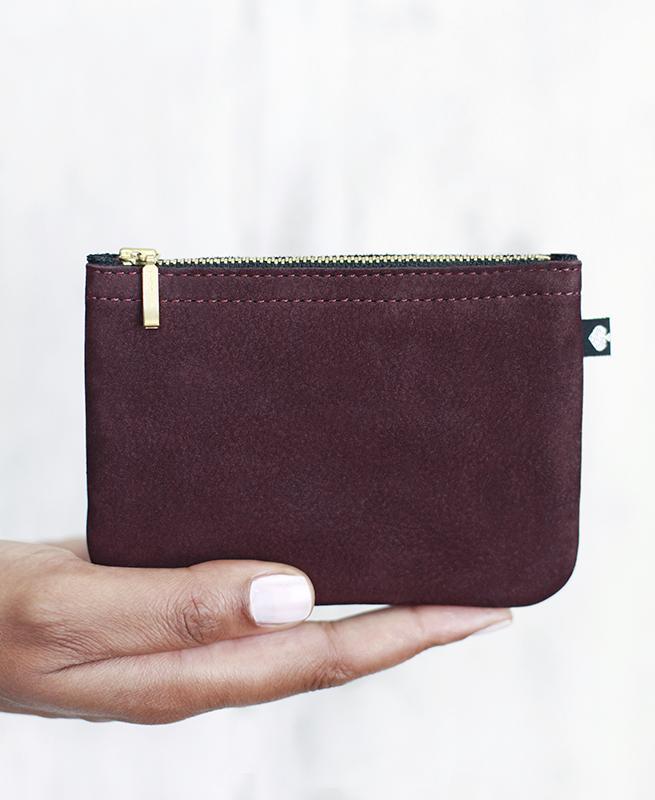 Kleine Echtleder Geldbörse “Lou” - dunkelrot-Geldbörsen-pikfine-jesango - Fair Fashion nachhaltige Mode Fairtrade jesango