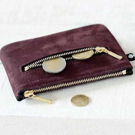 Kleine Echtleder Geldbörse “Lou” - dunkelrot-Geldbörsen-pikfine-jesango - Fair Fashion nachhaltige Mode Fairtrade jesango